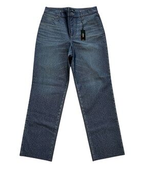 NWT Express High Rise Modern Straight Stretch Coated Raw Hem Jeans Size 8